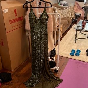Olive green evening gown